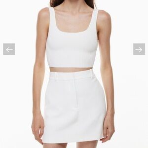 Babaton White Ribbed Tank Top